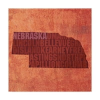 Zaštitni znak likovne umjetnosti 'Nebraska State Words' platno umjetnost Red Atlasa dizajna