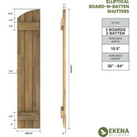 Ekena Millwork 1 2 W 79 h Americraft Tri vanjsko vanjsko drvo Spojeno od pločice-n-patuljastih roleta s eliptičnim vrhom, track zeleno