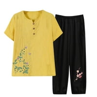 Ženske ljetne pidžame: majice kratkih rukava i hlače širokih nogavica, kompleti pamuka i lana koji odgovaraju, odjeća za spavanje