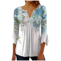 Ljetne košulje za žene, vrhovi s izrezom u obliku slova H i rukavima s printom, cvjetne tunike, udobna bluza