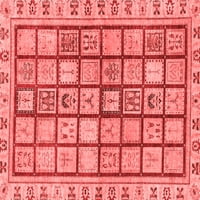 Tvrtka alt strojno pere kvadratne apstraktne crvene moderne unutarnje prostirke, kvadrat 3'