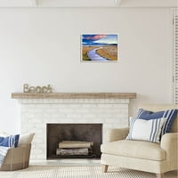 Obalna šetnica, Zalazak sunca, obalna fotografija u bijelom okviru, umjetnički ispis na zidu