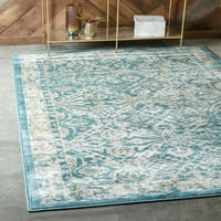 Jedinstveni tkalački stanovi pravokutnog oblika s obrubom u boji tradicionalne prostirke za prostor za sjedenje plavo-bež-bijela,
