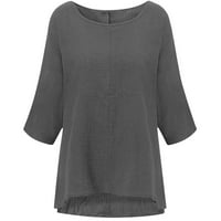 Ženska modna jednobojna majica s okruglim vratom s labavim rukavima, puloveri, majice, bluze za trudnice s kratkim rukavima, siva,