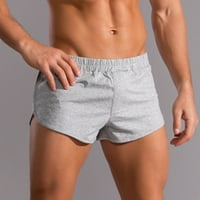Muške kratke hlače za vježbanje, Muške jednobojne pamučne hlače s tri točke, sportske elastične kratke hlače Na vezanje srednjeg
