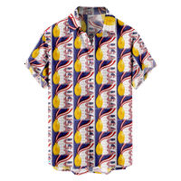 4. srpnja Muška havajska košulja u boji američke državne zastave, 3-inčni ovratnik košulje, tiskana klupska odjeća kratkih rukava,