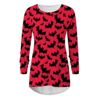 Pulover za Noć vještica, ženski pulover s grafičkim printom za Noć vještica, duga široka dukserica s okruglim vratom s dugim rukavima
