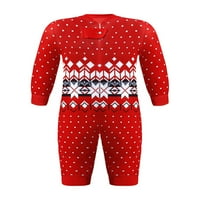 Božićna pidžama za cijelu obitelj, kostim za roditelje i djecu s crvenim printom, Božićni obiteljski pidžama Set, dječji klizači,