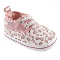 Cipele za krevetić za djevojčice, ružičaste s leopard printom, 0 mjeseci