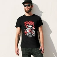 Crtani pas na motociklu, muška majica s grafičkim printom, vintage sportska majica kratkih rukava, Crna;