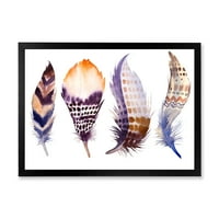 DesignArt 'Purple Boho Art Feathers' Boemian & Eclectic Framed Art Print