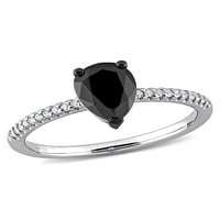 1- Karat T.W. Crno -bijeli dijamant 14KT zaručnički prsten od bijelog zlata suza