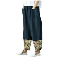Ženske hlače Plus Size a-list, Ženske casual hlače od pamuka i lana s krpicama, nepravilne široke široke hlače