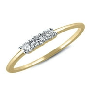 dijamantni prsten od 14 karatnog žutog zlata s tri kamena