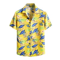 Topovi Plus veličine, Muška havajska košulja na Plaži kratkih rukava s ovratnikom, ljetne Ležerne košulje s printom na kopčanje,