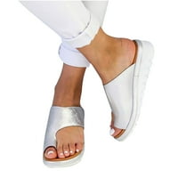 Udobne ženske ravne cipele od PU kože na platformi, ortopedske sandale za ispravljanje buniona, Ležerne mekane japanke s prstenom,