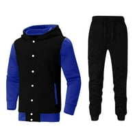 Muška jesenska zimska odjeća, Muška zimska ležerna široka jednobojna bejzbolska odora, muška odijela u tamnoplavoj boji