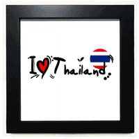 Ljubav Tajland riječ Zastava Ljubav Srce ilustracija Crni kvadratni okvir slika zidna ploča