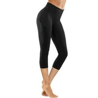 Ženske kompresijske uske hlače za fitness u cijeloj dužini, mekane elastične joga hlače za kontrolu trbuha, crne, A-liste