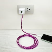 onn. 6 'Modni kabel, USB-C do munjevitog kabela s upravljanjem kabelom, ljubičasta