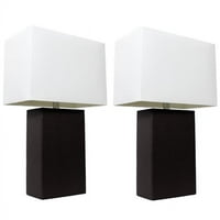 Elegantan dizajn modernih kožnih stolnih svjetiljki s bijelim platnenim sjenilima, crnim
