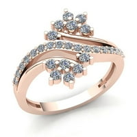 Pravi dijamantni prsten okruglog reza od 1,5 karata sa ženskim personaliziranim cvijetom za godišnjicu braka u jednodijelnom ružičastom,