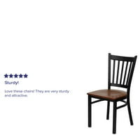 Restoranska stolica about series about s crnim okomitim naslonom i metalnim sjedalom od trešnje