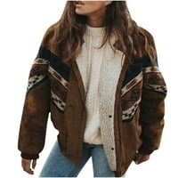 Ženska zimska jakna, jednobojna, dugih rukava, topla zima, novi stil, debeli gornji dio, casual s fuzijskim kaputom, plišani pamučni