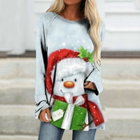 $ 2 / zimska odjeća pokloni ženske Ležerne košulje s dugim rukavima s božićnim printom pulover s okruglim vratom tunika vrhovi