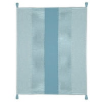 Ručno tkani pokrivač od organskog pamuka u plavim i bijelim prugama, 5060