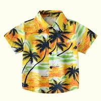 Majica za dječake, bluza s printom tropskog mora, retro košulja, plava, 11-12 godina