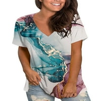 Ženska modna majica s cvjetnim printom Boho majica kratkih rukava radna majica s šavovima u boji