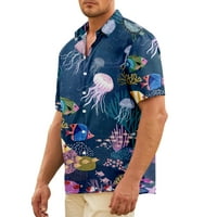 Majica s plavim oceanom, muška majica s grafičkim printom od 3 inča kratkih rukava, muški poklon set za roditelje i djecu