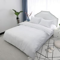 3-komad brušenog mikrovlakanog poklopca poklopca jastuka sramota posteljina set White Grid King