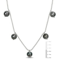 Ženska ogrlica od crnog tahitijskog bisera_: kultivirani biseri, srebrni lanac s višeslojnim perlama