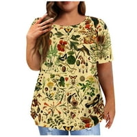 Ženske ljetne majice, bluze, Ženske casual grafičke majice s okruglim vratom, Casual majice kratkih rukava, žute 4 inča