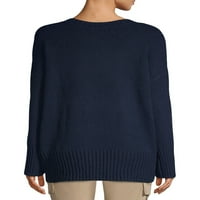 Ženski džemper s okruglim vratom u obliku čamca u obliku slova u