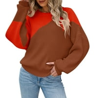 Džemper za žene, ženski casual pulover s dugim rukavima, džemper s okruglim vratom s nepravilnim spajanjem, gornja jesenska Odjeća,