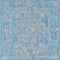 Jedinstveni tkalački stan, vremenski istrošen tradicionalni tepih za unutarnju i vanjsku upotrebu u svijetloplavoj sivoj boji 4'