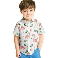 Muške košulje s ptičjim printom ležerna havajska košulja na kopčanje Flamingo obični džep mekani Top170