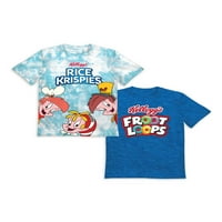 Kelloggovi dječaci Rice Krispies i Fruit Petlje grafičke majice pakiranje, veličine 4-18