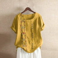 Ženska majica s cvjetnim vezom u boemskom stilu Plus size bluza s kratkim rukavima