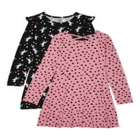 Pink Velvet Girls Fashion Yummy Printani i čvrsta haljina klizača, veličine 4-12, 2-pack