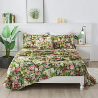 Ljetne zelene plahte s cvjetnim uzorkom Od pamuka Zelena Vintage vrtna posteljina s cvjetnim uzorkom za koledž mekana posteljina