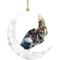 Egmi božićne životinje koje sjede na Mjesecu viseći Božićni ukrasi na otvorenom drveni Božićni ukrasi zidni ukras prozora ukras dnevne