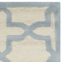 Tepih od vune u geometrijskom uzorku, svijetloplava boja Bjelokosti, 2' 6 8'