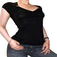 Ženske ljetne majice kratkih rukava s čipkastim izrezom u obliku slova u, jednobojne majice u obliku slova u, ulična odjeća