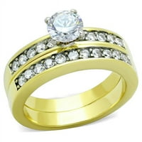 Ženski dvobojni prsten od nehrđajućeg čelika s prozirnim prstenom od nehrđajućeg čelika-Veličina 9