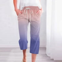 Modni Kapri Za Žene, Ležerne elastične široke hlače, ravne široke hlače s džepom, Ležerne mekane hlače, lagane kapri hlače