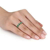 Miabella Women's 1- Carat T.G.W. Ovalni rezan smaragd i karat T.W. Okrugli dijamant 14KT Žuto zlato polu-uvjetni prsten